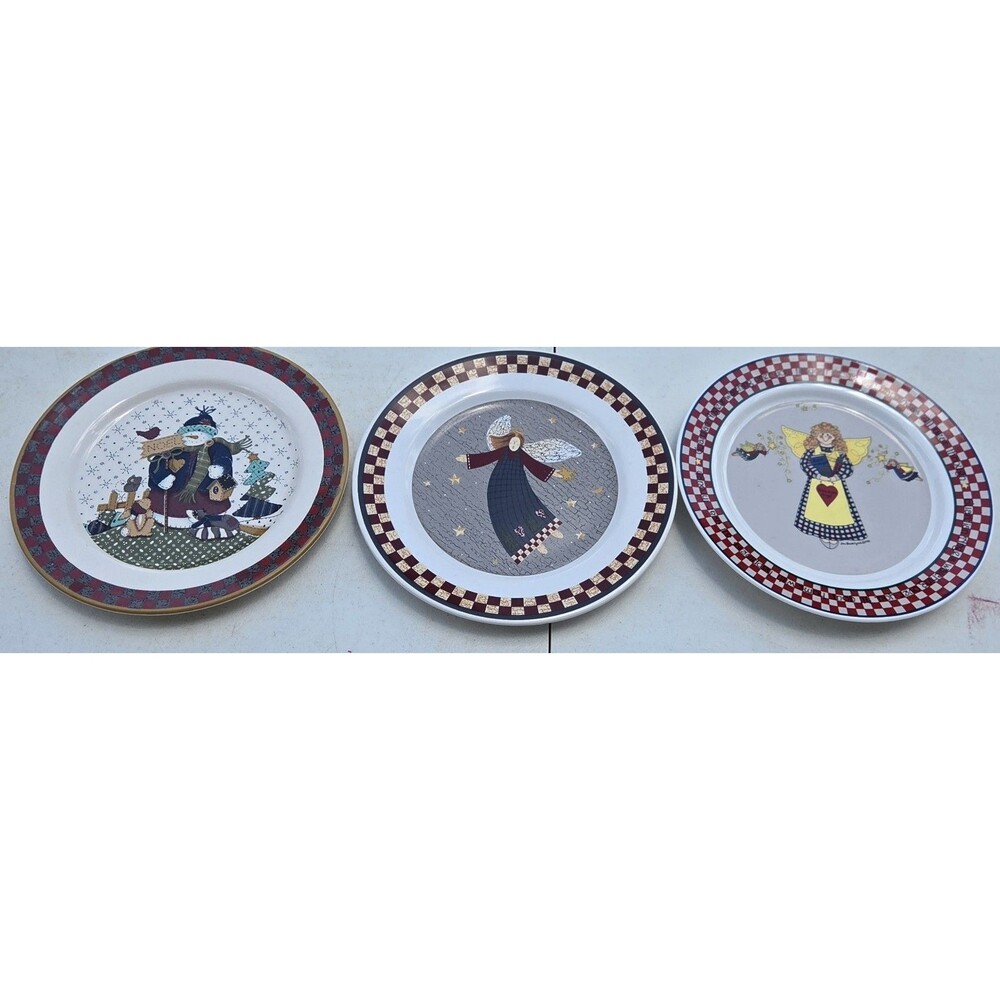 Vintage 90s Country Christmas Plates Set of 3 - Includes 1995 Wang's
